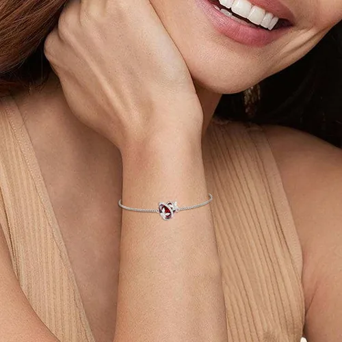 Vista 4 de Juego de joyas de plata de ley con diseño de mariposas y granate para mujer, collar, aretes, pulsera, regalo
