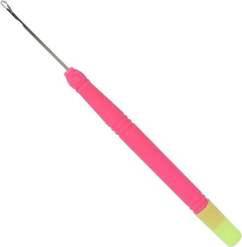 Vista 9 de 5 ganchos de plástico para extensiones de cabello, juego de ganchillo, herramienta de gancho para trenzar el cabello (rojo rosa #2)