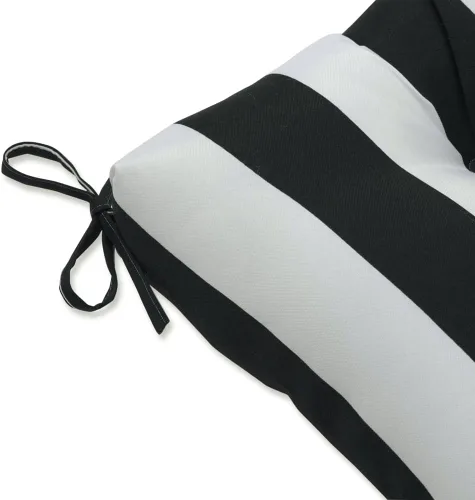 Vista 4 de Pillow Perfect - Cojín capitoné a rayas, resistente a la intemperie y la decoloración, para sofá de mimbre/columpio de exterior, bordes cuadrados