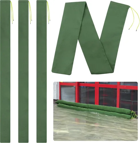Vista 8 de 4 bolsas de arena de 3 x 6 pulgadas de largo para inundaciones – Tubo de lona gruesa para protección contra inundaciones con banda elástica, tubo