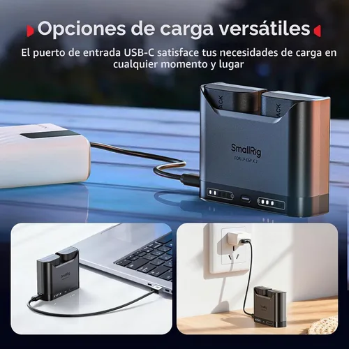 Vista 7 de SMALLRIG LP-E6NH Juego de baterías para Canon, 22.5W doble ranura 2H carga