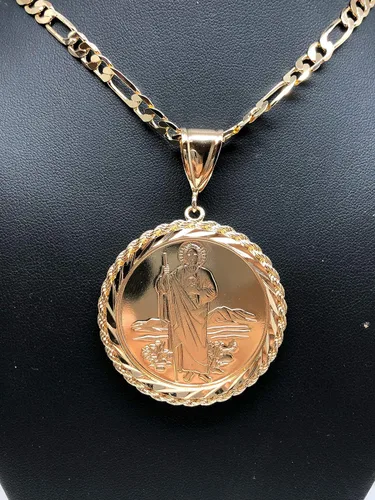 Vista 7 de Colgante San Judas Figaro 26 San Judas Tadeo Virgen Centenario Medalla Oro Laminado