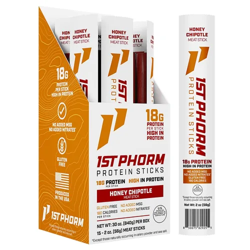 Vista 11 de 1st Phorm Palitos de proteína, Teriyaki sazonado, 0.63 oz de proteína, 15