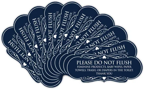 Vista 45 de Signs ByLITA Designer Please Do Not Flush Etiqutte Letrero (negro) - Pequeño 1 paquete