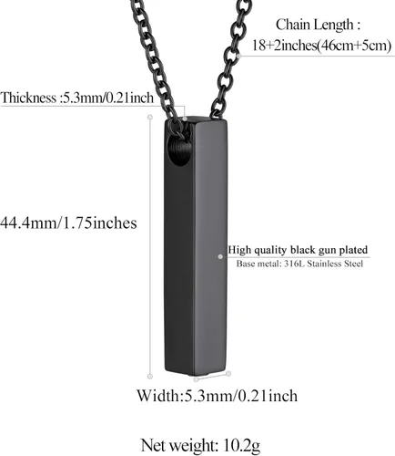 Vista 274 de FindChic Collares personalizados con urna para cenizas, barra vertical, gato, luna, reloj de arena, garra de perro, acero inoxidable, chapado en oro