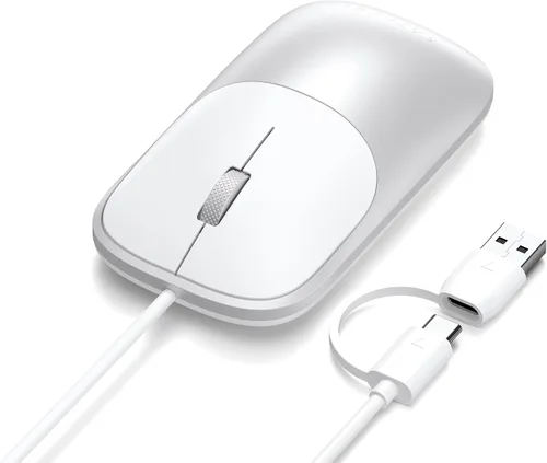 Vista 9 de Satechi Ratón delgado LX con cable, diseño USB-C de aluminio, negro Negro espacial