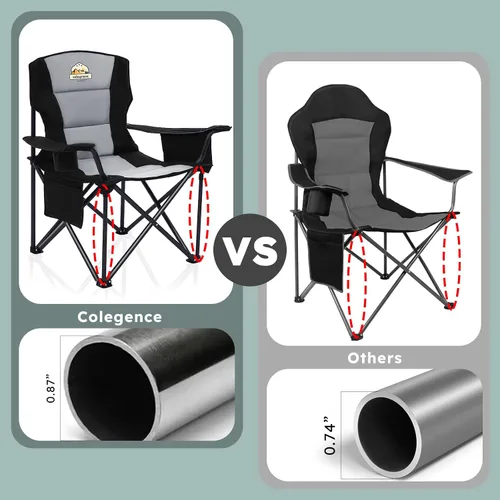 Vista 6 de Colegence Sillas de Camping Plegables de Tamaño Grande - Soporte de 450 LBS Silla de Campamento de Servicio Pesado con Cojín Acolchado, Sillas