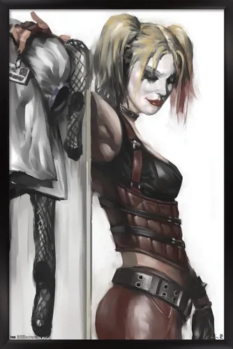 Vista 8 de DC Comics - Póster de pared de Harley Quinn, 22.4 pulgadas de largo x 14.7 pulgadas de ancho, versión enmarcada de madera de granero