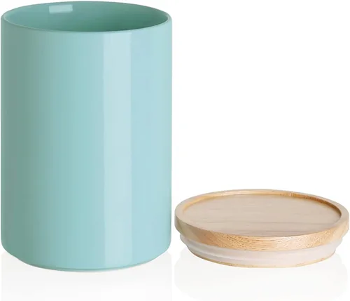 Vista 26 de Recipientes de cocina Sweejar, tarro de almacenamiento de cerámica para alimentos, recipientes apilables con tapa hermética de madera para servir