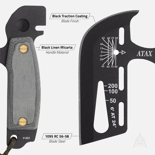 Vista 3 de Hacha de mano Tops Knives Atax Durable Steel Construction • Multi-Tool Survival Hatchet • Camping, Bushcraft, Hunting, Hiking & Emergency Use