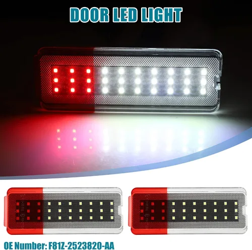 Vista 2 de Luz de puerta LED Panel Reflector de puerta Luz de advertencia Luz de advertencia F81Z-2523820-AA para Ford Excursion 2000-2005 Blanco Rojo LED