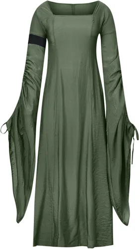 Vista 6 de Women's Renaissance Dress Halloween Victorian Ball Gown Dress Long Sleeve Retro Round Neck Gothic Vintage Dresses