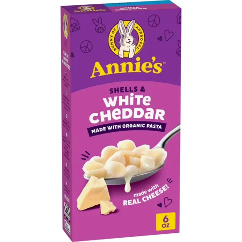 Vista 13 de Annie's Shells & White Cheddar, Organic Pasta and Real Cheese, 4 ct, 24 oz