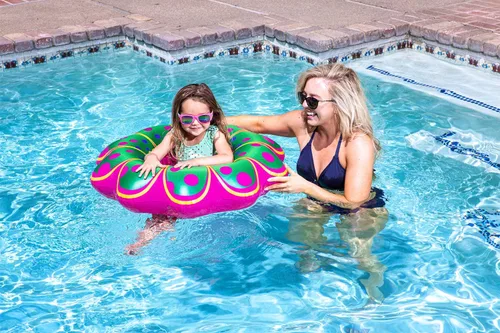 Vista 3 de Poolmaster Flotador para bebé con diseño de flores, color rosa