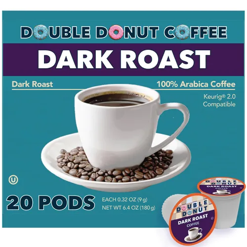 Vista 110 de Double Donut Coffee Cápsulas de Café Half Caff, Cápsulas de Café de Media Cafeína de Porción Individual para Cafeteras Keurig K Cup, Tostado Medio