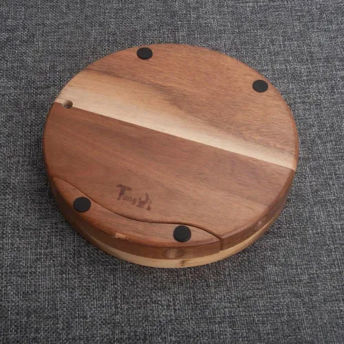 Vista 8 de Tabla redonda de madera de acacia para servir queso y juego de 3 herramientas de queso, 7.5 pulgadas de diámetro, ideal para bodas, cumpleaños