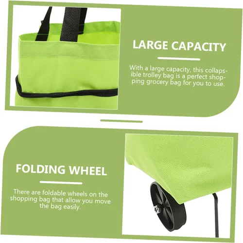 Vista 6 de Bolsa de lavandería plegable con ruedas grandes reutilizables para necesidades diarias Versátil Verde