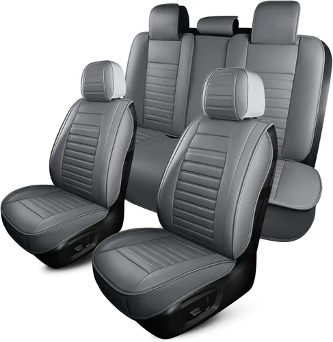 Vista 23 de HChengkikz - Fundas de asiento de automóvil, transpirables e impermeables de piel sintética para automóviles, funda de asiento universal