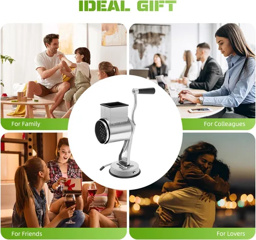 Vista 8 de 5-In-1 Rotary Cheese Grater, Multi-Function Hand Crank Stainless Steel Cheese Grater, Vegetable Shredder With 5 Interchangeable Blades For Cheese