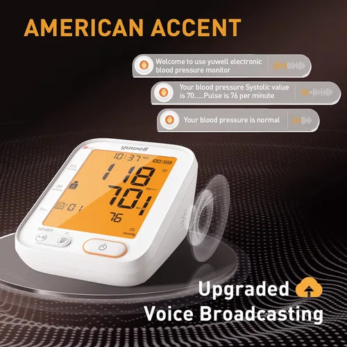 Vista 6 de yuwell Monitor de presión arterial del brazo superior Grado médico, máquina BP para uso doméstico 2 usuarios, lecturas de 99 x 2, manguito