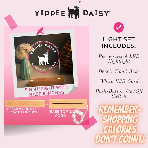 Vista 3 de Yippee Daisy Decoración floral de guardería para bebé niña, luz nocturna personalizada, luz nocturna para niños, regalos florales para baby shower