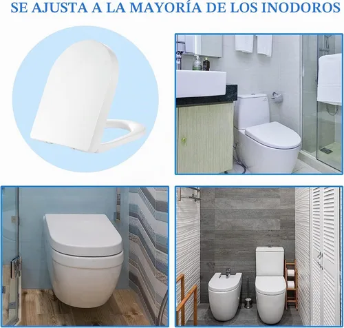 Vista 12 de Asiento de inodoro en forma de D/U, cierre suave y liberación rápida para facilitar la limpieza, diseño de bisagra estable para evitar que se mueva.