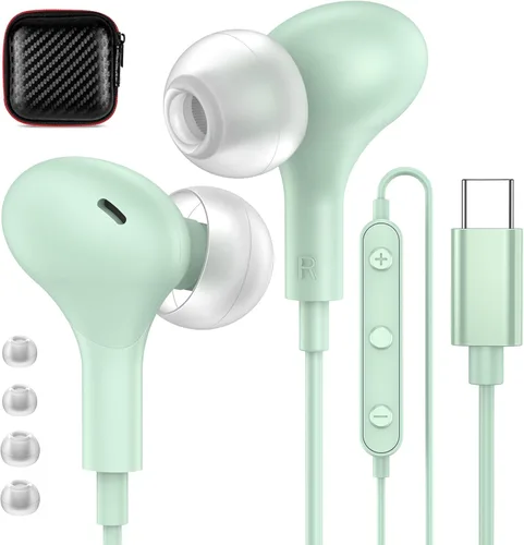 Vista 11 de APETOO Auriculares USB C para Samsung Galaxy S24 Ultra S23 FE S22 S21 A55 A54 A53 Auriculares magnéticos con cable con cancelación de ruido