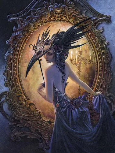 Vista 3 de Rompecabezas de 1000 piezas de fantasía gótica para adultos, diseño de dragones del corredor, místico, obra de arte mágica