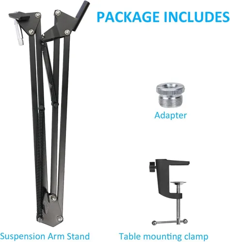 Vista 5 de Soporte de brazo para HyperX SoloCast 2 Boom Arm – Soporte de micrófono de tijera ajustable profesional compatible con micrófono HyperX SoloCast 2