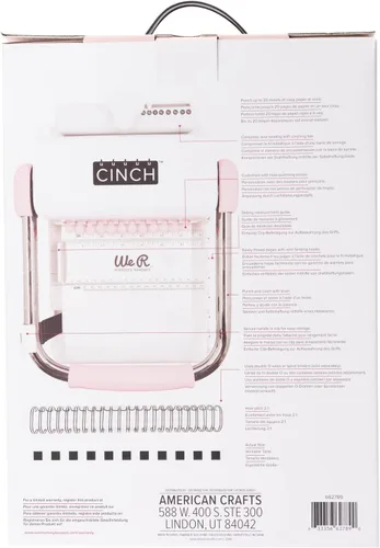 Vista 3 de We R Memory Keepers, Máquina Encuadernadora de Libros Cinch 2, Rosa/Blanco, Diseño Fácil de Usar con Regla Deslizante, Compatible con Bobinas