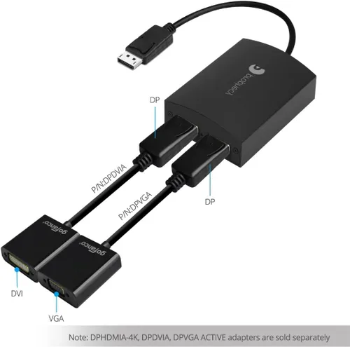 Vista 9 de gofanco Prophecy - Adaptador de pantalla de 1 x 2 puertos DisplayPort de 1.2 a 2 puertos - Convertidor de concentrador DP a Dual DisplayPort MST, 4K