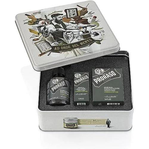 Vista 3 de Proraso - Kit de cuidado de barba para hombres con lavado de barba, aceite para barba y bálsamo para barba