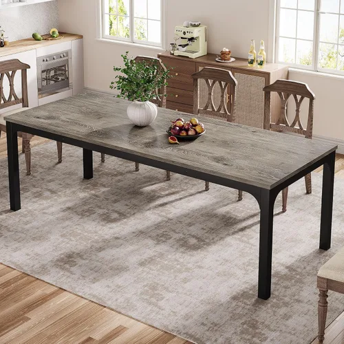 Vista 16 de Tribesigns Mesa de comedor negra para 6-8 personas, mesa rectangular grande de 78 pulgadas para comedor, 78.7 x 27.5 x 29.5 pulgadas (solo mesa)