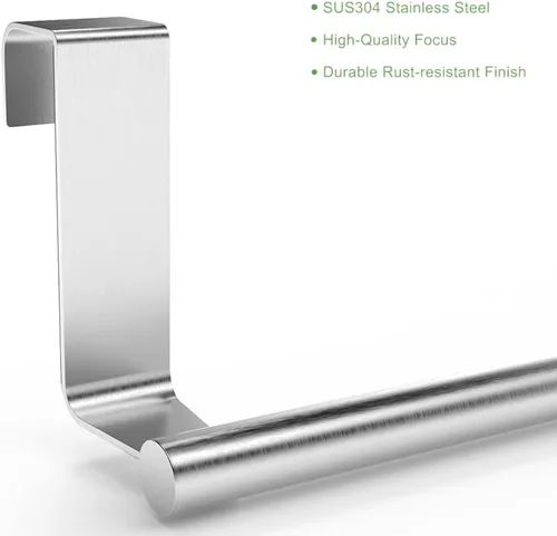 Vista 6 de Toallero de 9 pulgadas para colocar sobre el gabinete, toallero y toallero para baño y cocina, acero inoxidable, paquete de 2 (plateado)