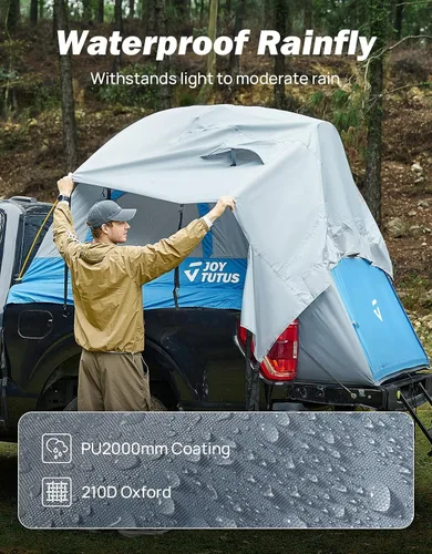 Vista 2 de JOYTUTUS Tienda de campaña para camioneta, tienda de campaña portátil con toldo para lluvia, tienda de campaña para camioneta para 5.0'-5.2