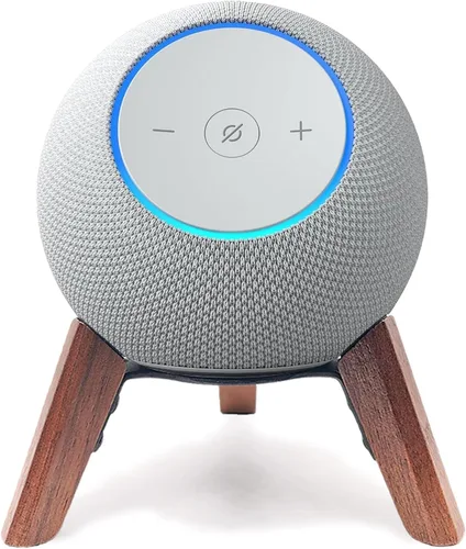 Vista 9 de Real Wood Stand for Echo dot max (new Model) 2025 Released,Desktop Tripod Mount Accessories Protect dot Audio for Better Sound,Secure Stable Wooden