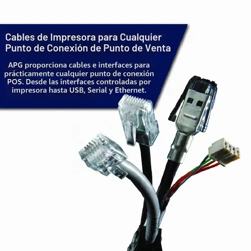 Vista 4 de APG Cable de interfaz de impresora CD-101A Cable para conexión de cajón de efectivo a impresora 1 x RJ-12 macho - 1 x RJ-45 macho Se conecta