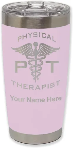 Vista 25 de LaserGram PT Physical Therapeut, vaso aislado al vacío de 20 onzas, grabado personalizado incluido (negro)