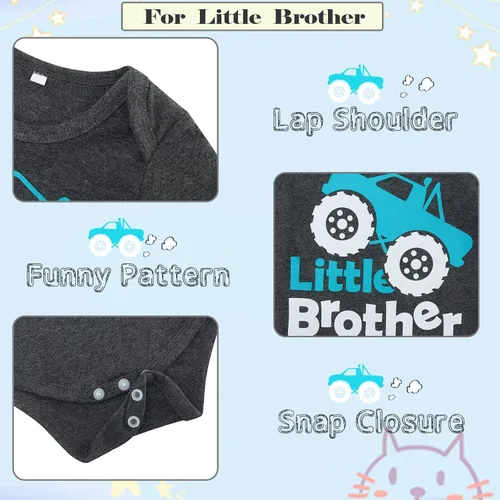 Vista 4 de Funnycokid Conjunto de camisas a juego para hermano mayor, hermano pequeño, ropa de regalo para bebé