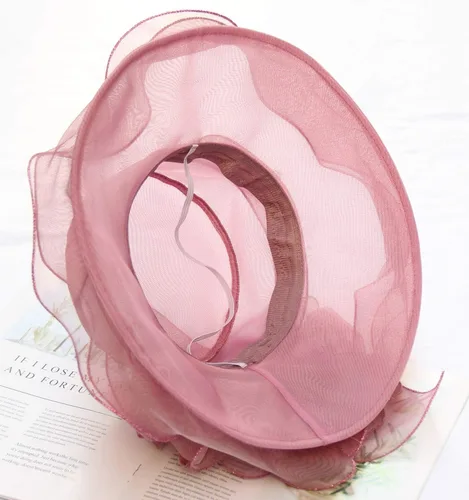 Vista 7 de ORIDOOR Tocado de organza para mujer, para fiesta de té, boda, protección UV, sombrero de ala ancha