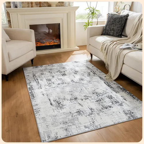 Vista 399 de Istana Alfombra larga antideslizante de 2.5 x 8 para el hogar, para pasillo y cocina, lavable, sedosa y suave al tacto, elegante, color azul y marfil