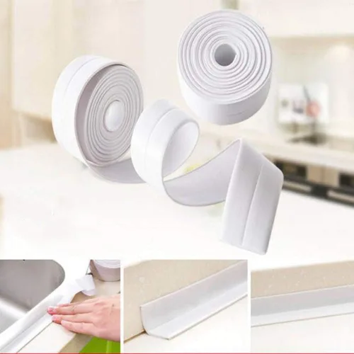 Vista 2 de Tira de calafateo de pared de bañera de polietileno autoadhesiva impermeable, sellador de calafateo decorativo para cocina, baño, ducha, inodoro