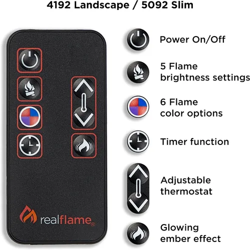 Vista 9 de Real Flame Crawford - Chimenea eléctrica delgada para interiores de 48 pulgadas con repisa para sala de estar o dormitorio, inserto de chimenea
