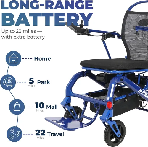 Vista 3 de Matrix Ultra 2 Power - Silla de ruedas eléctrica para adultos, 31 libras, capacidad de 330 libras, fibra de carbono, bloqueo antirrobo, cojines
