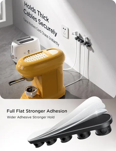 Vista 5 de Organizador magnético 5 en 1 para cables JOYROOM [pista deslizante ajustable] para debajo del escritorio, organizador de cables adhesivos