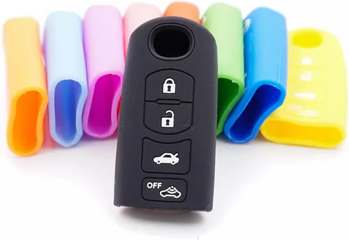 Vista 2 de Funda para llave de coche para Mazda 3/6 MX-5 CX-3 CX-5 CX-7 CX-9 Scion IA 2016/2017, cubierta de llave de silicona de 4 botones Amarillo