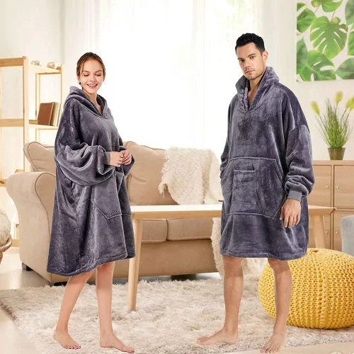 Vista 7 de REDESS Blanket Hoodie Sweatshirt, Wearable Blanket Oversized Sherpa with Sleeves and Giant Pocket, Cozy Hoodie for Adult Kids