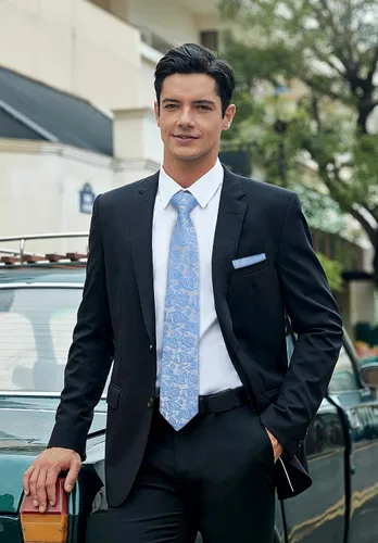 Vista 122 de HISDERN Corbatas para hombre, corbata de cachemira y bolsillo cuadrado tejido clásico floral para hombre, corbata de fiesta de boda