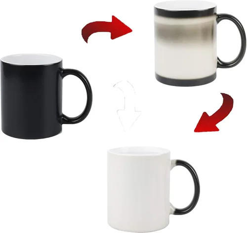 Vista 5 de Taza de sublimación cambiable de 11 onzas, 3 colores surtidos, negro, azul y rojo, empaquetada en caja blanca, caja de 12