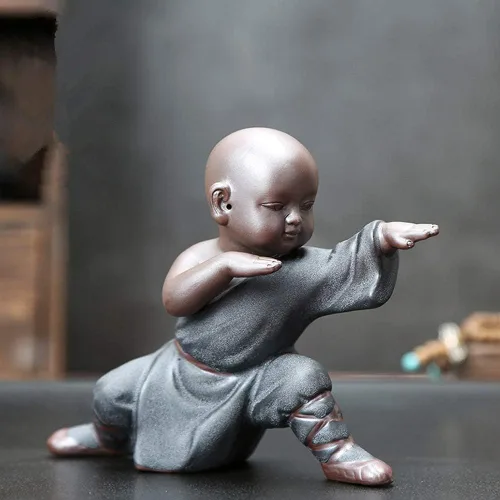 Vista 13 de Kingzhuo Estatuilla de Buda en miniatura de cerámica, pequeña y linda estatua de Buda, figura de monje, manualidades creativas para bebés, adornos